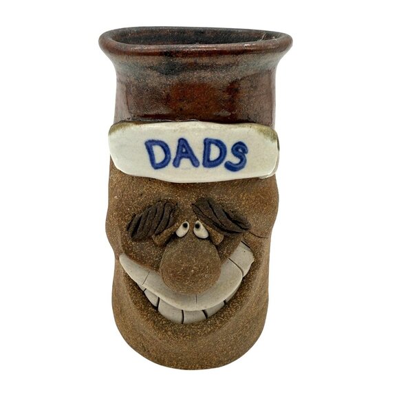 Mark Hines Studio Art Pottery DADS 3D Stoneware Mug Ugly Face Character Vtg 80s - Picture 1 of 10